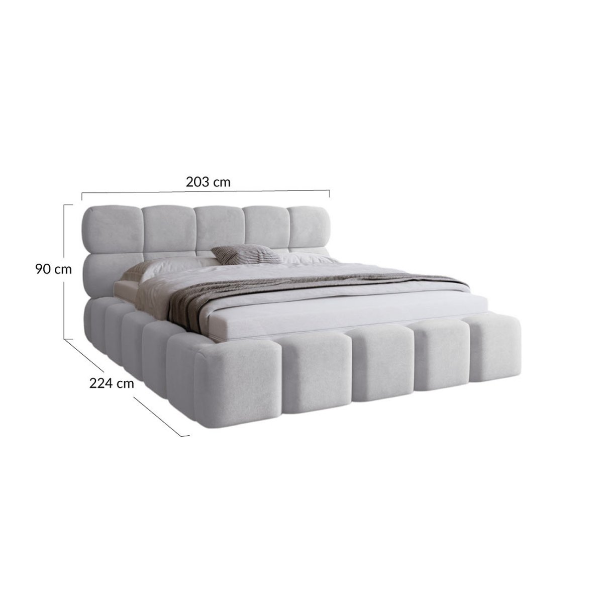 Lit coffre - MARIPOSA gris, BEST MOBILIER