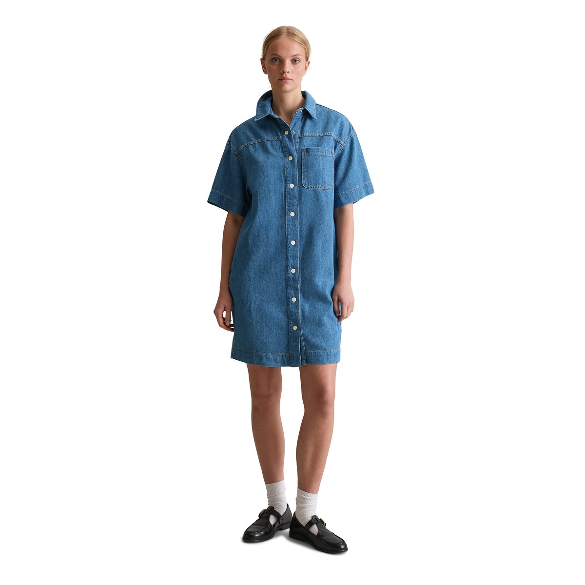Robe en jean relaxed avec fil de lin recyclé bleu, MARC O’POLO DENIM