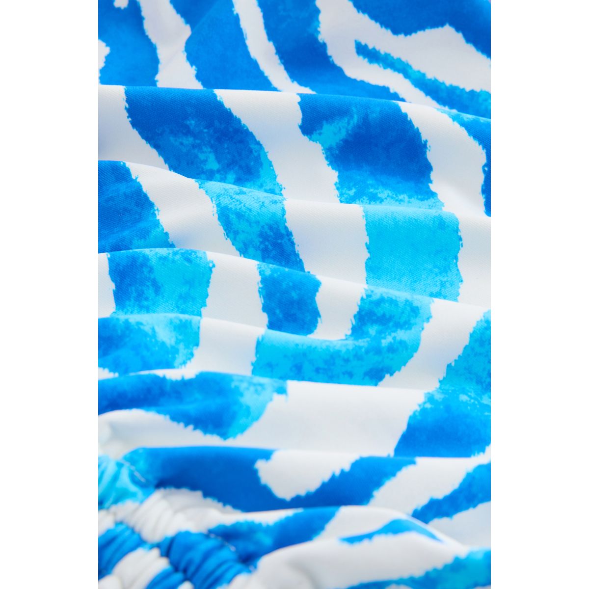 Maillot de bain bandeau gainant et ruché zèbre blanc/bleu, NEXT