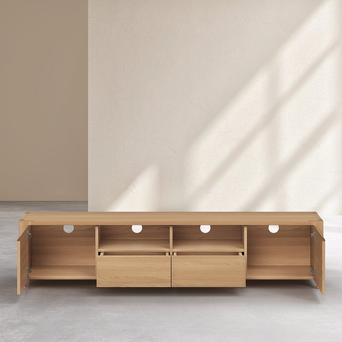 Banc TV chêne IVOINE naturel clair, HABITAT