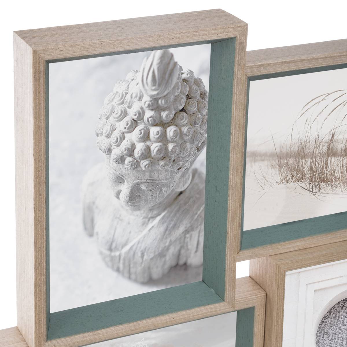 Pêle-mêle en bois 9 photos MOLY bleu clair, ATMOSPHERA
