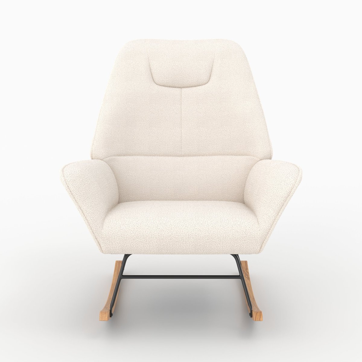 Rocking-chair en tissu bouclé - SHAUN blanc, MAISON PAVANE