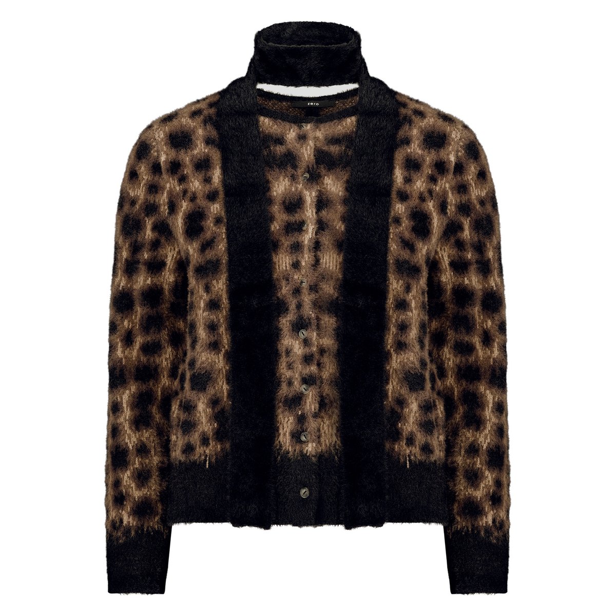 Cardigan en maille casual à motif jacquard patch black/brown, ZERO