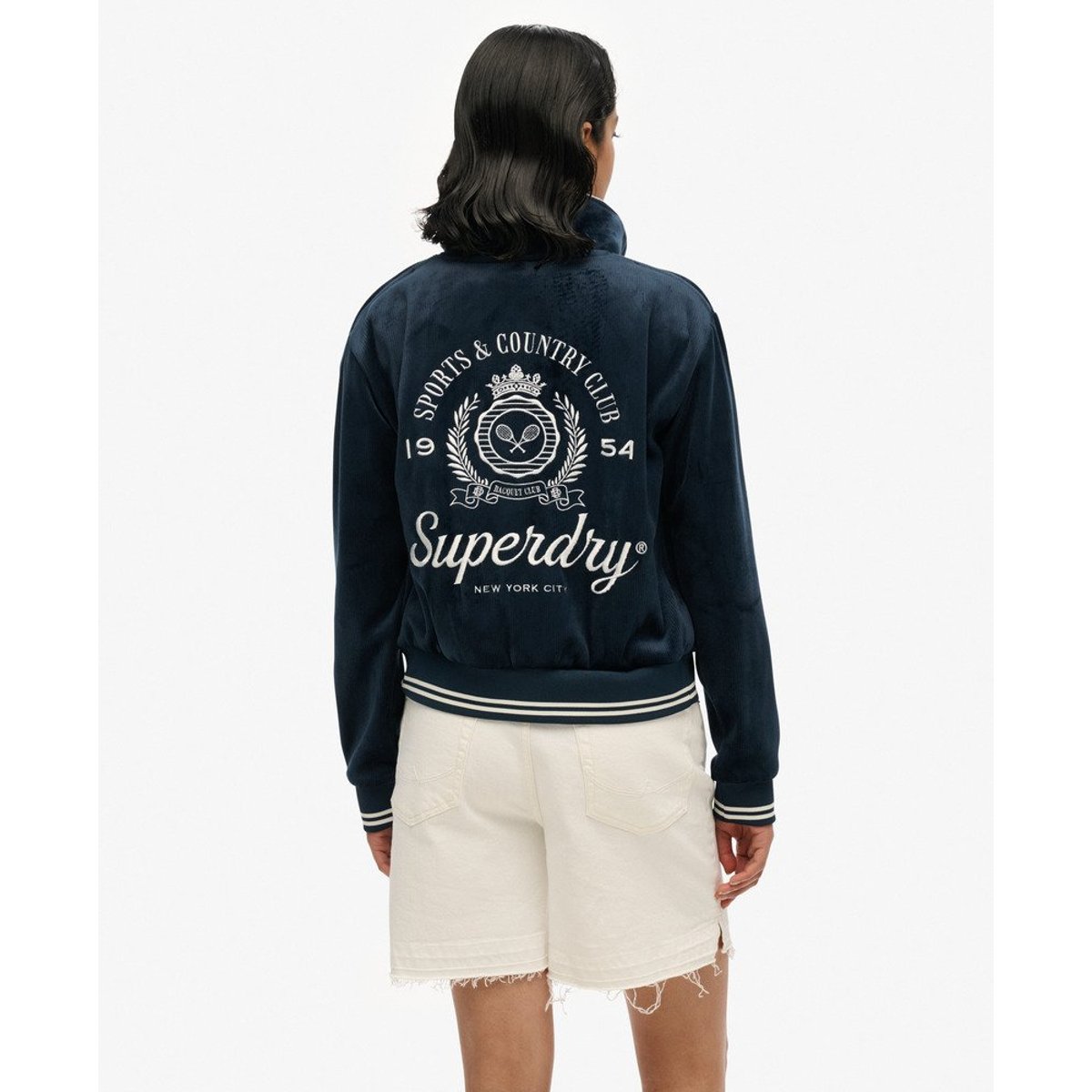 Bomber en jersey Country Club bleu marine myrtille, SUPERDRY