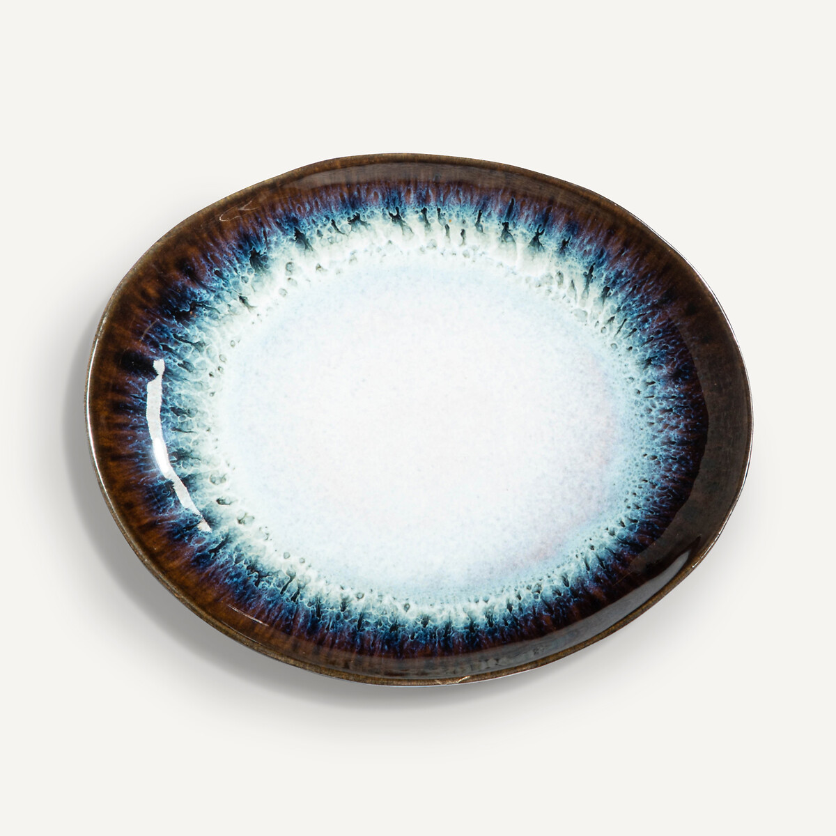 Lot de 4 assiettes plates en grès Mytili blanc/bleu nuit, AM.PM