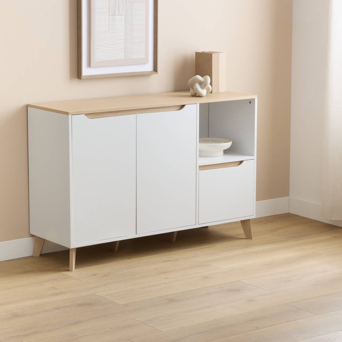 Buffet rectangulaire avec portes et tiroir LUMA blanc, 5FIVE SIMPLY SMART