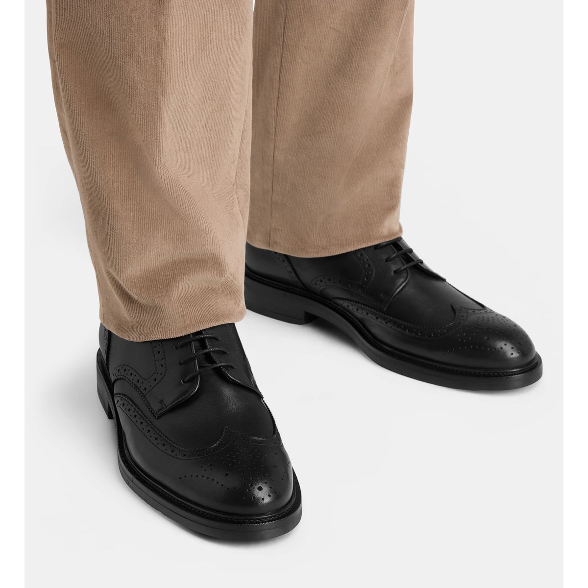 Derbies brogues à bout fleuri otis cuir noir, COMPTOIR GL