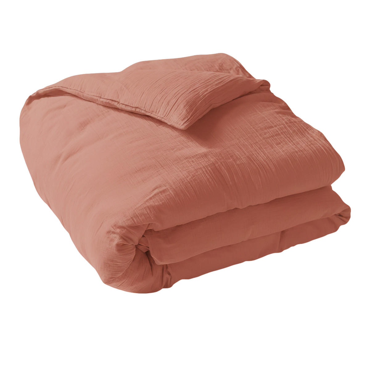 Housse De Couette   - GAZE DE COTON rose terracotta, TRADITION DES VOSGES