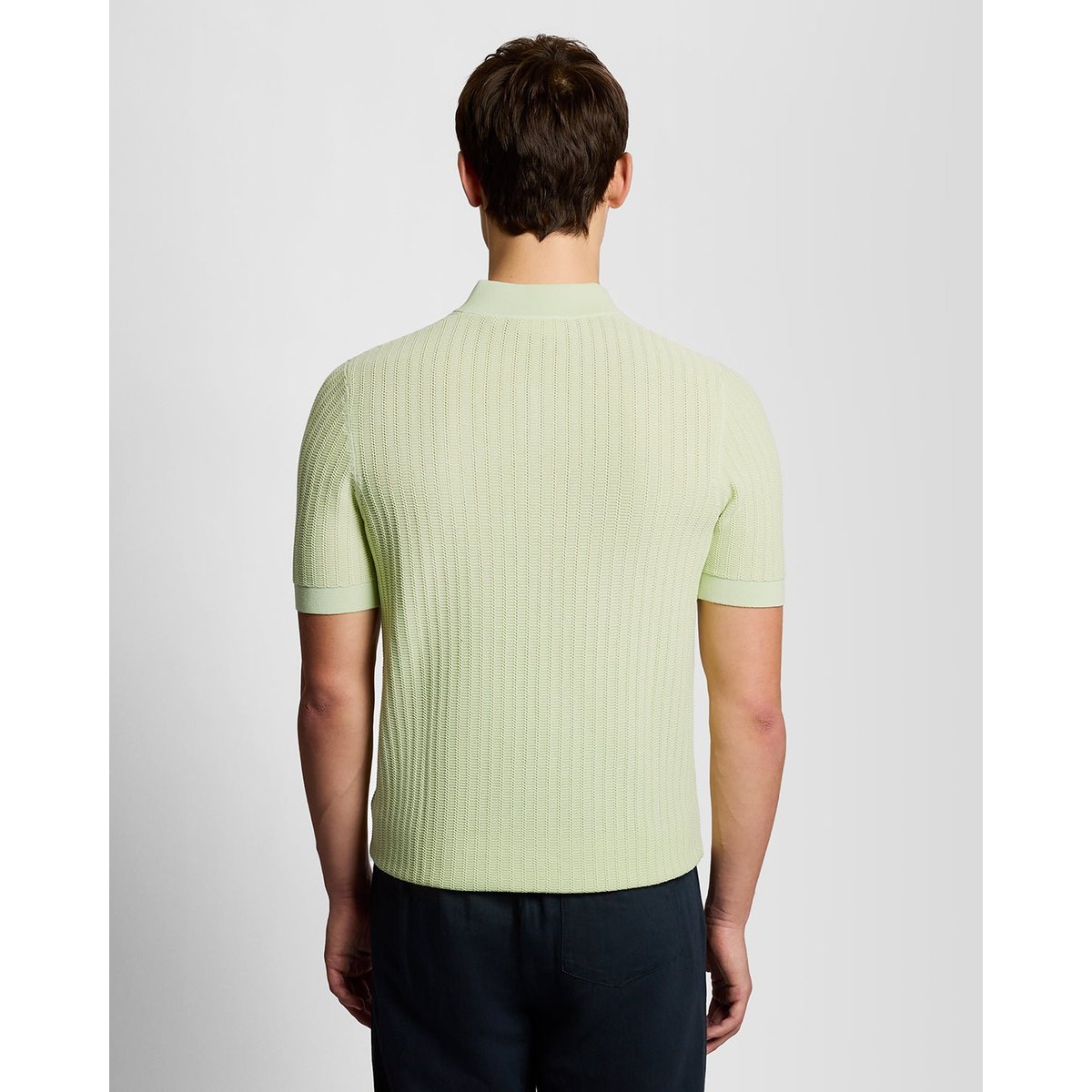 Polo camionneur en coton zippé en maille vert légumes verts tendres, LYLE & SCOTT