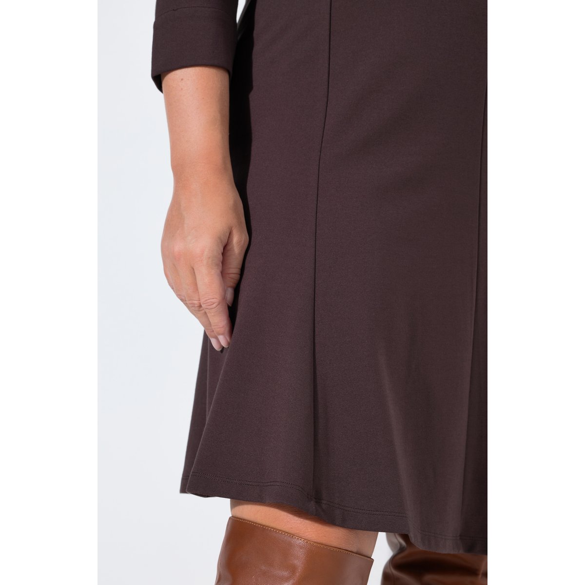 Robe point de Rome, décolleté rond acajou, ULLA POPKEN