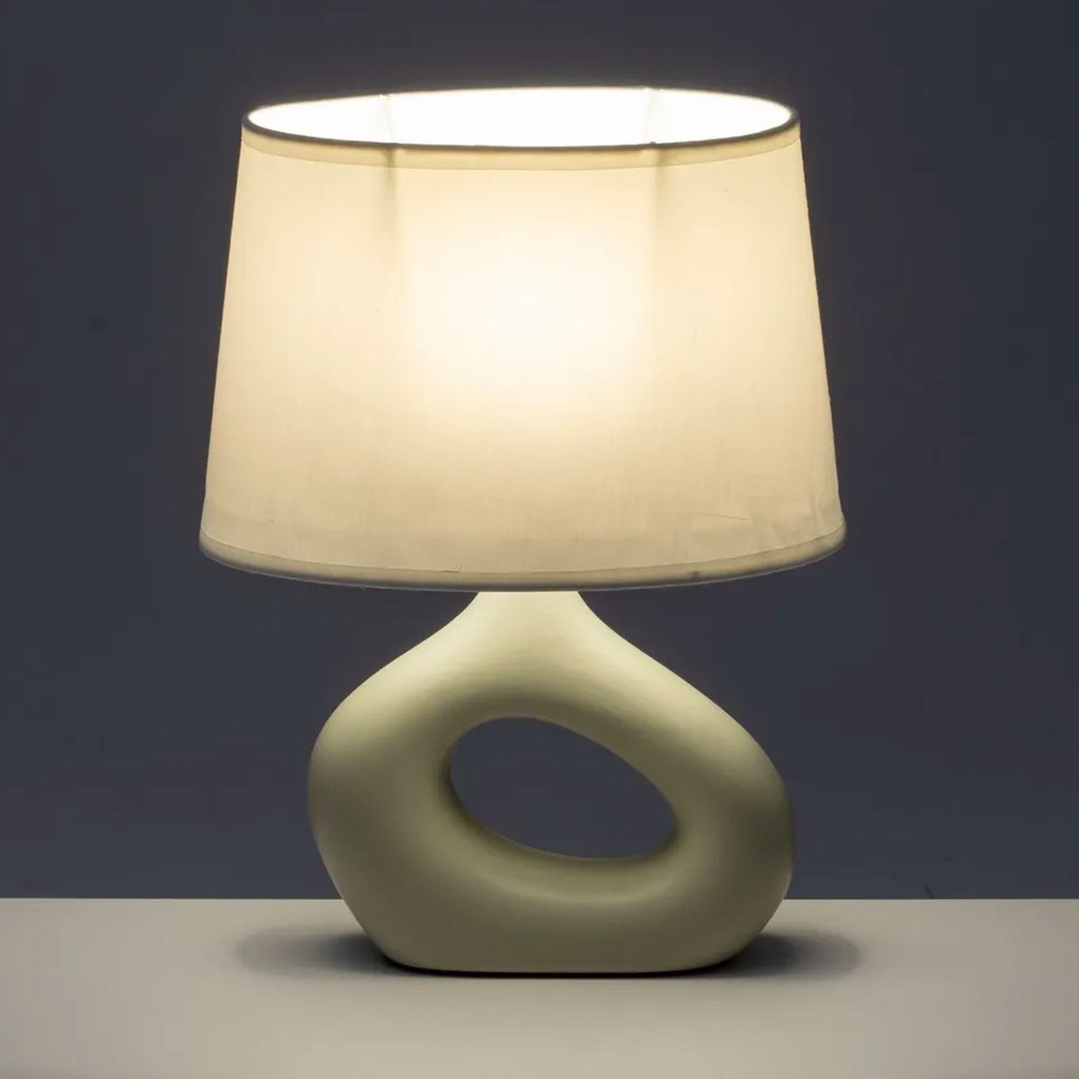Lampe à poser céramique beige 23x13x30cm beige, WADIGA