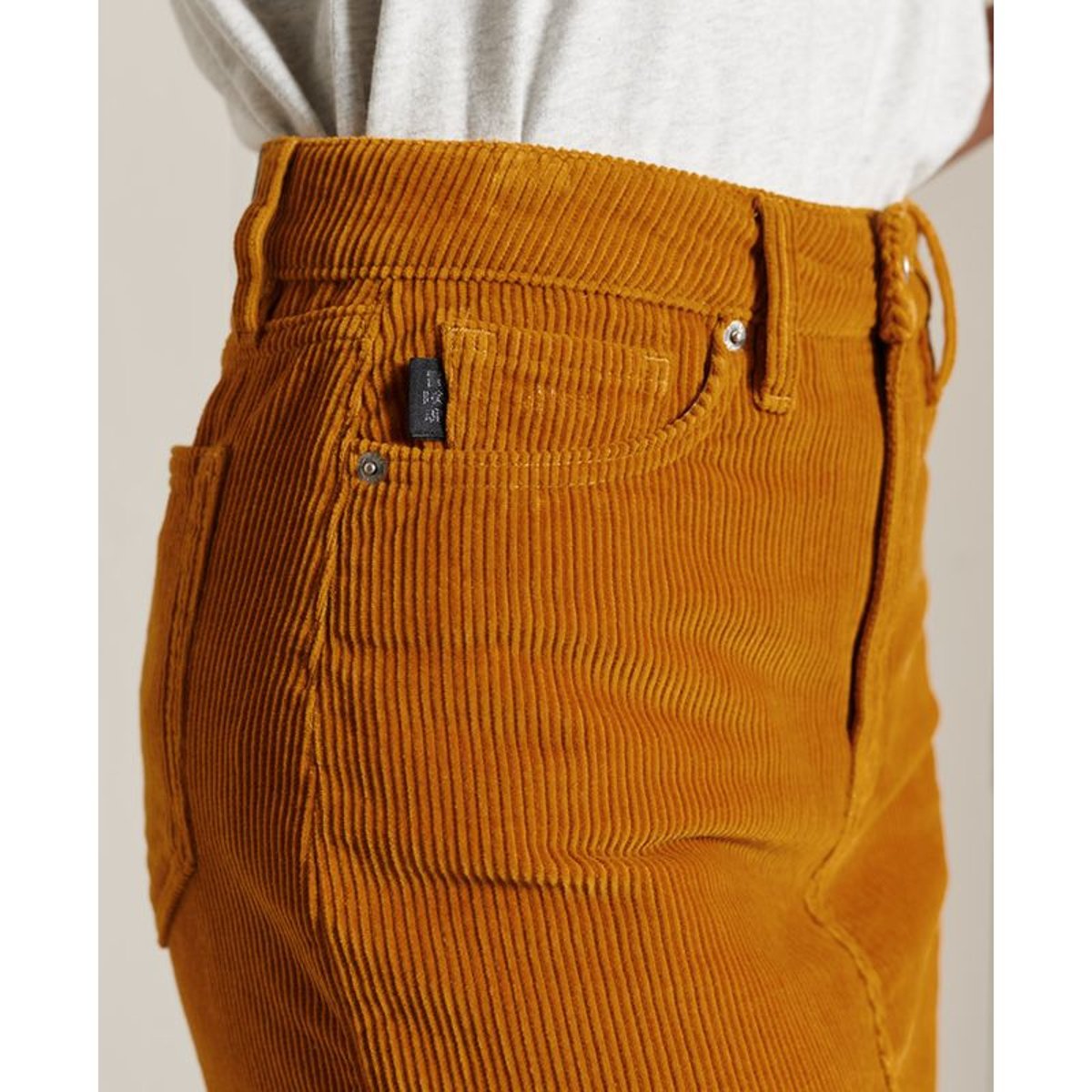 Minijupe en denim velours côtelé fauve curcuma, SUPERDRY