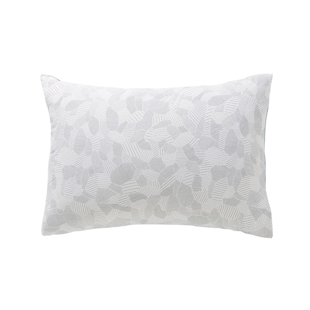 Lot de 2 taies d'oreiller bicolores en percale de coton, PARCELLES CÉVENNES gris, A DEMAIN