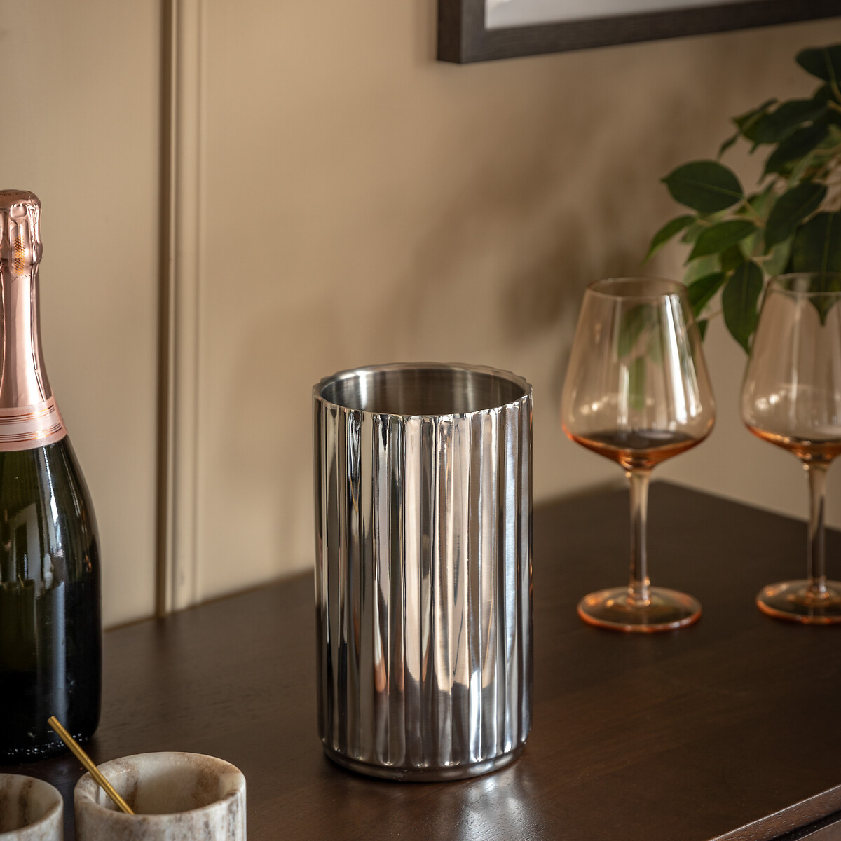 Fluted Wine Cooler silver-coloured, ÉDITÉ
