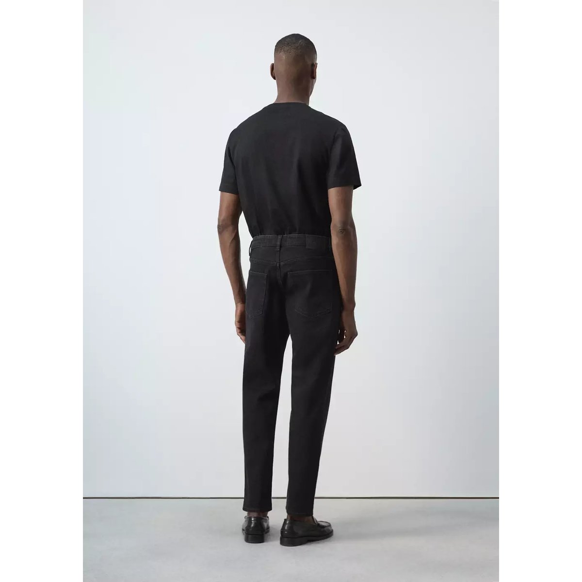 Jean Ben cropped tapered-fit black denim, MANGO MAN