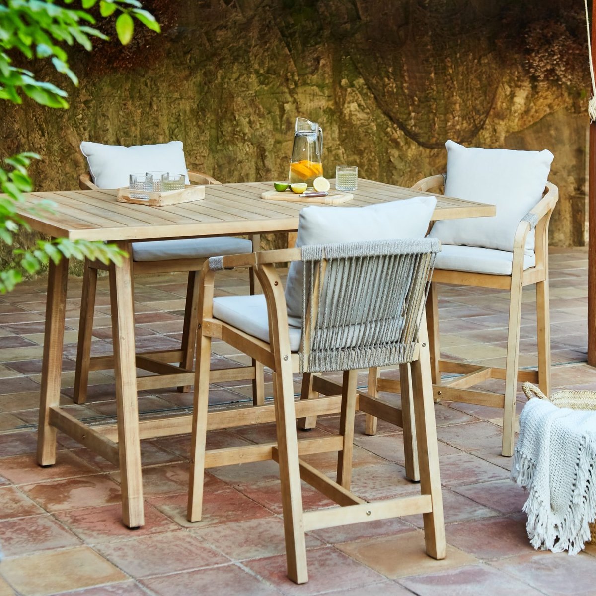 Table à manger haute, bois, SIENA bois clair, DEFORA HOME
