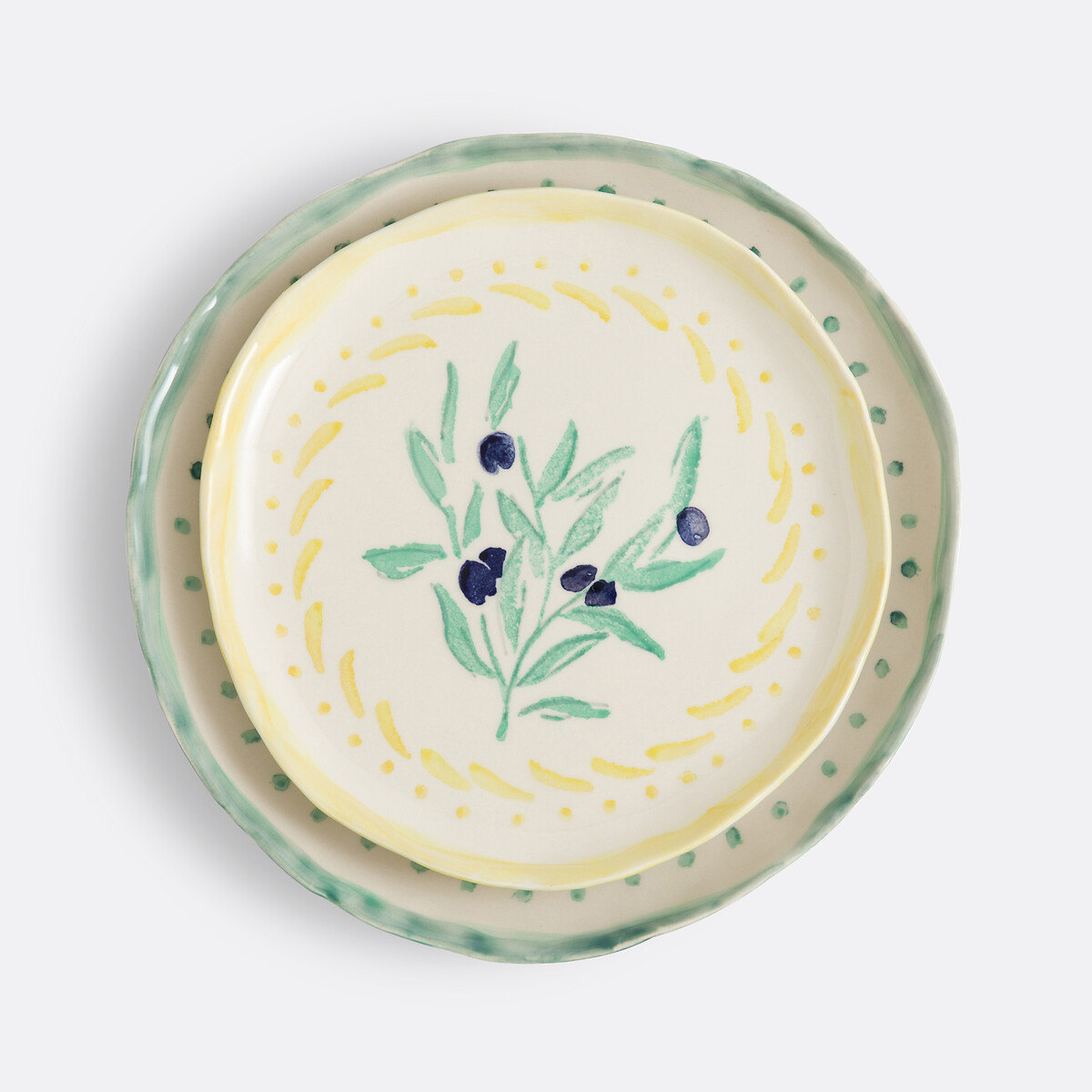 Juego de 4 platos de postre de gres, Capria amarillo/verde, LA REDOUTE INTERIEURS