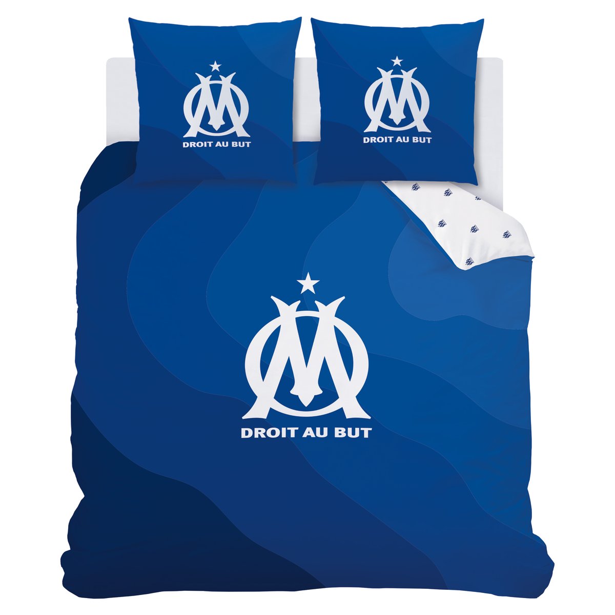 Parure de lit 100% Coton, OM ONDEBLUE bleu, OLYMPIQUE DE MARSEILLE