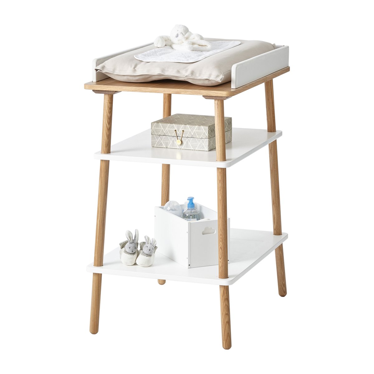 Table à langer LIGNE CONFETTI blanc/bois, VERTBAUDET