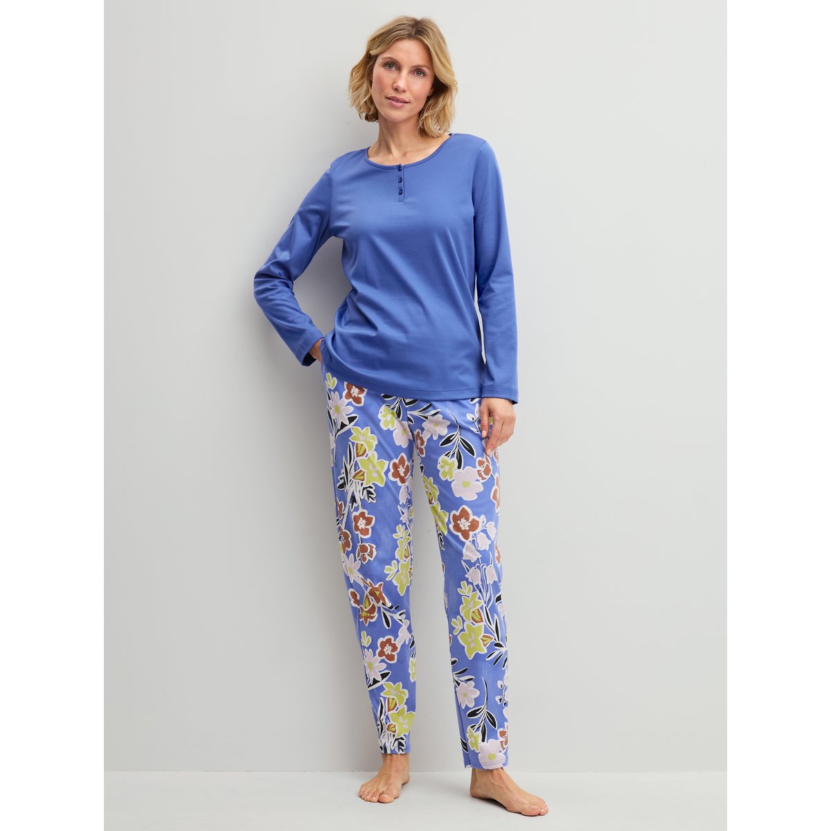 Bas de pyjama Coton LATE BLOOM M&M deep cobalt, CALIDA