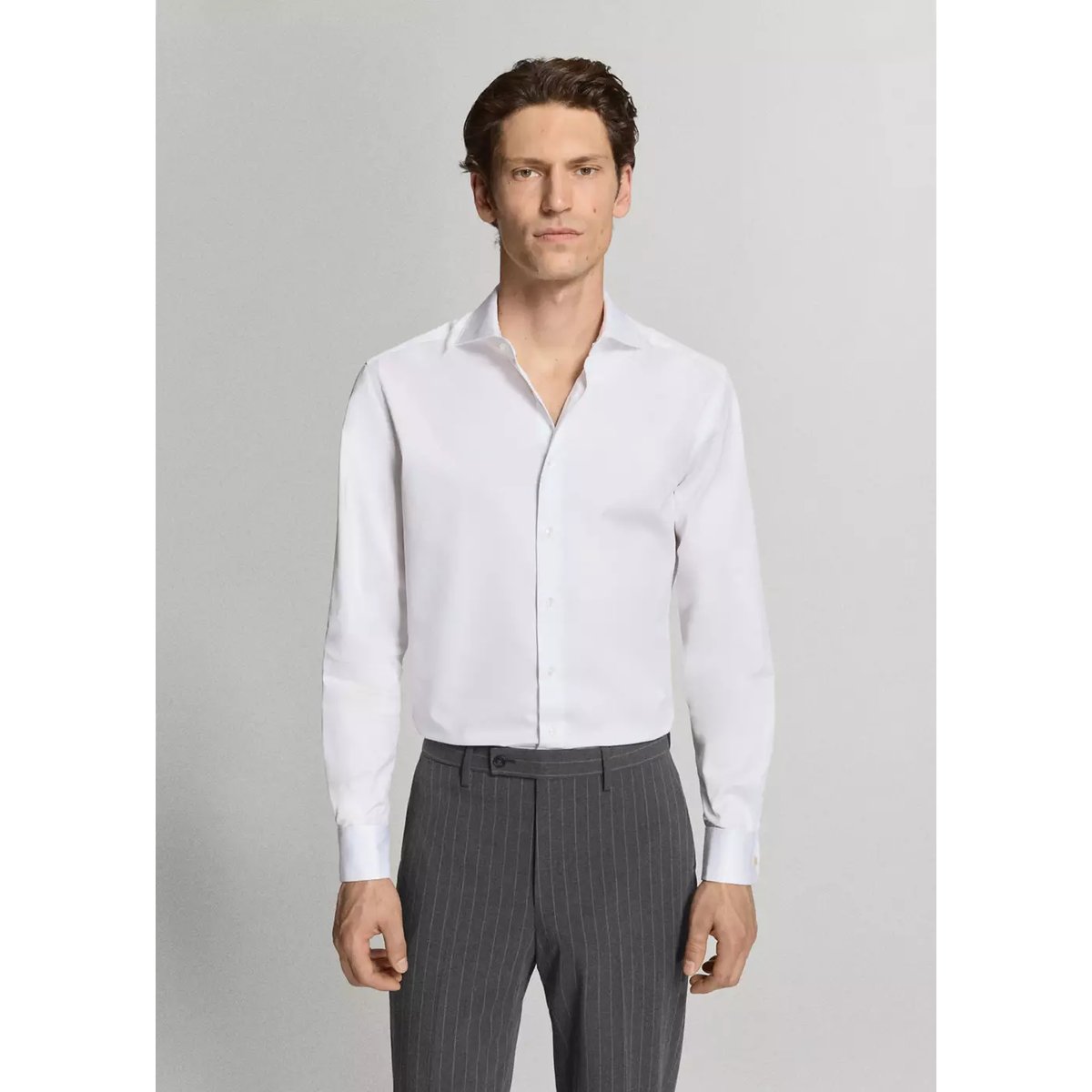 Chemise costume slim fit 100 % coton blanc, MANGO MAN
