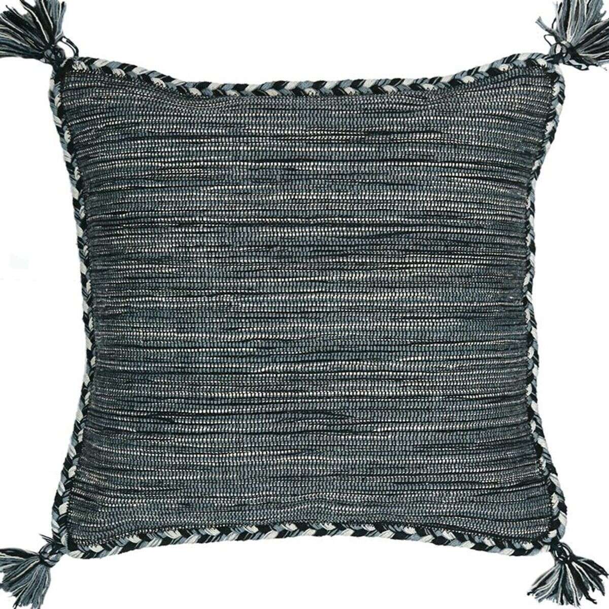 Coussin en coton tissé et tressé  SAHARA gris, THE DECO FACTORY