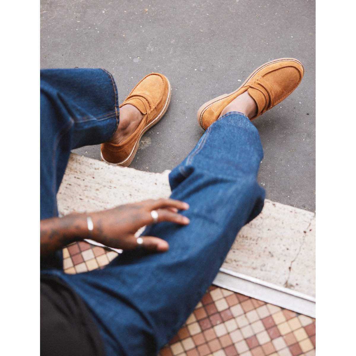 Mocassins IRVIN suède ambre, ODAJE