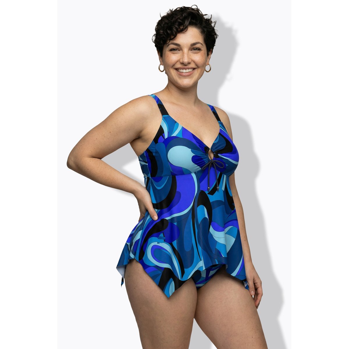 Tankini à motif vagues bleu roi, ULLA POPKEN