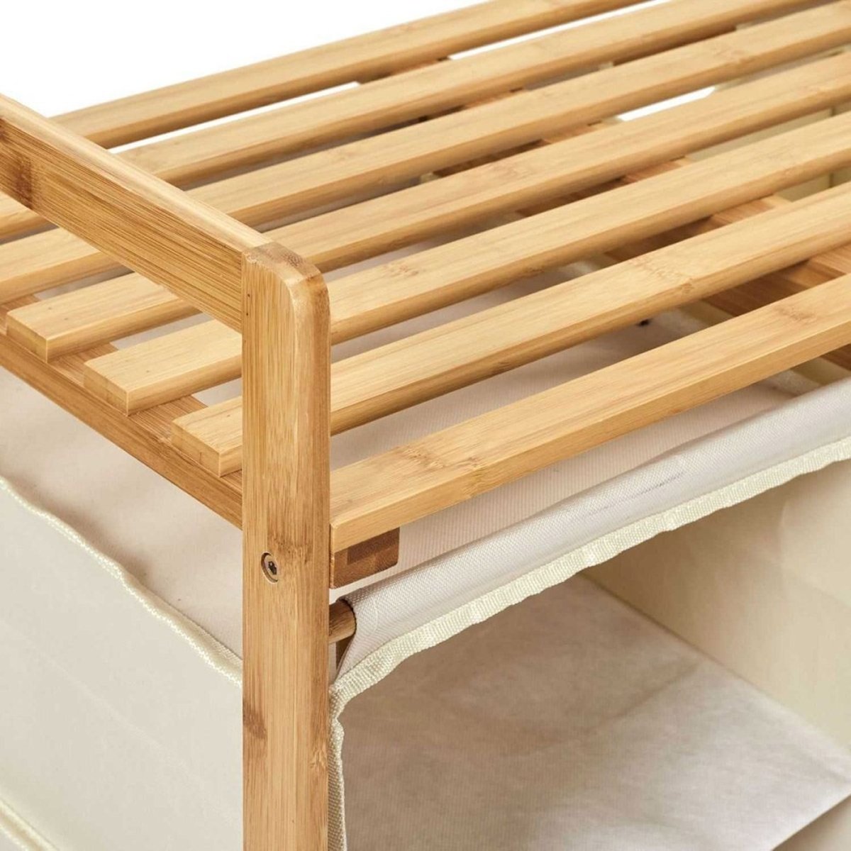 Meuble Rangement Compartiments Support Bambou beige, DECORATIE