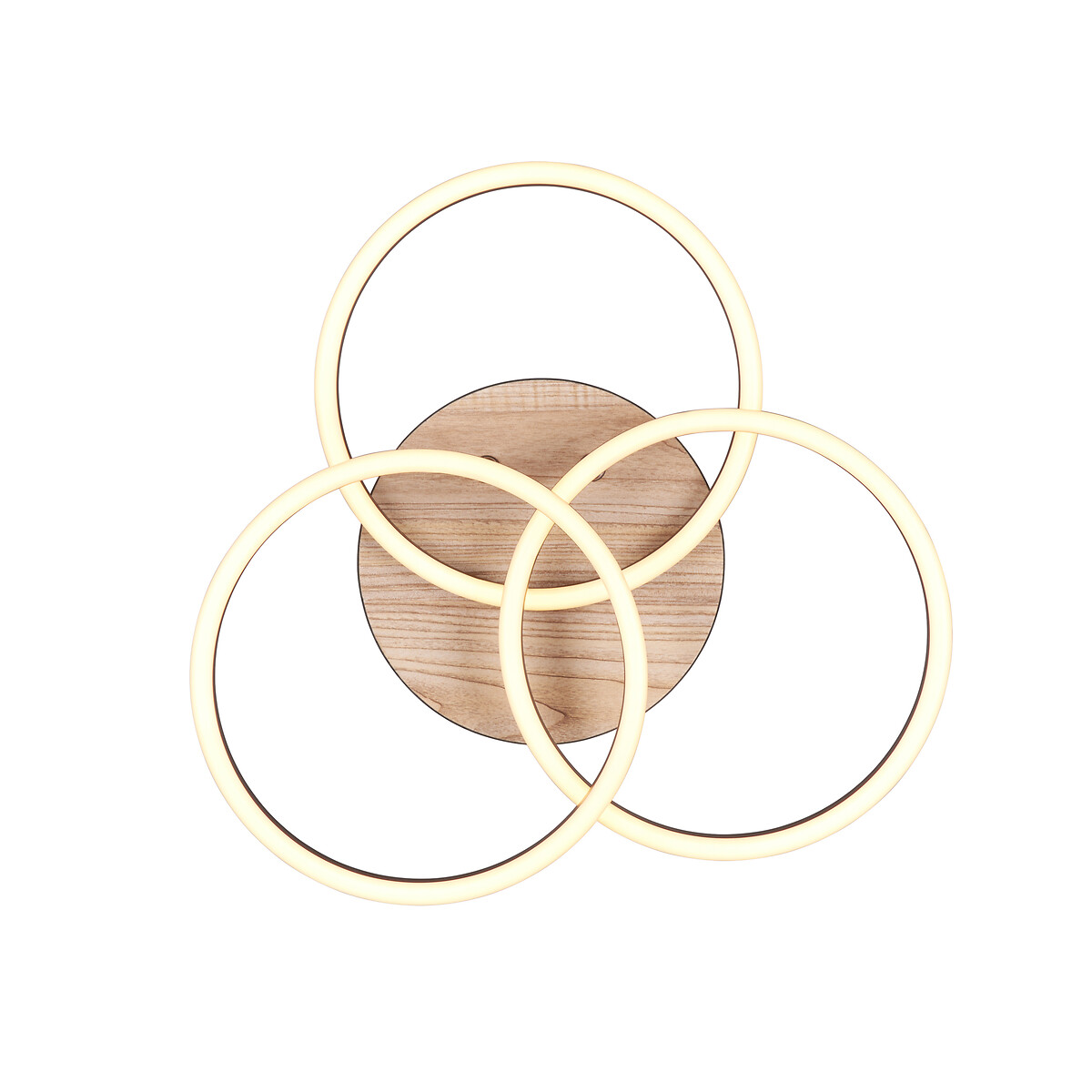 Candeeiro de teto Circle, TRIO Lighting preto/madeira, TRIO LIGHTING