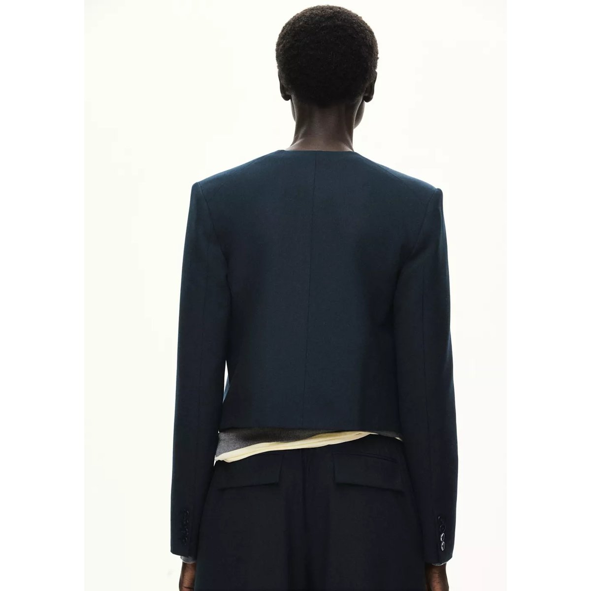 Veste droite avec poches à rabat bleu marine, MANGO