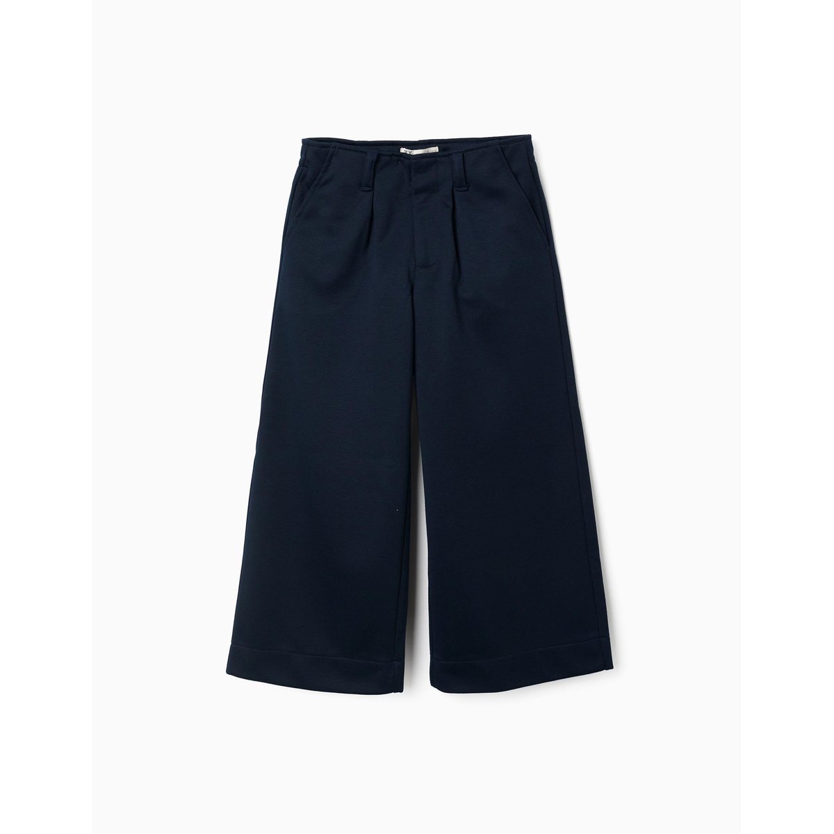 Pantalon à jambe large en maille interlock bleu foncé, ZIPPY