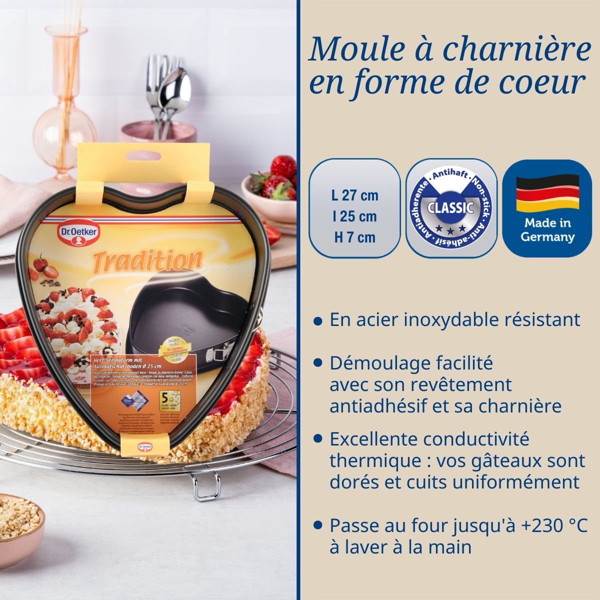 Lot de 2 moules à charnière 25/27 cm en acier TRADITION noir, DR OETKER