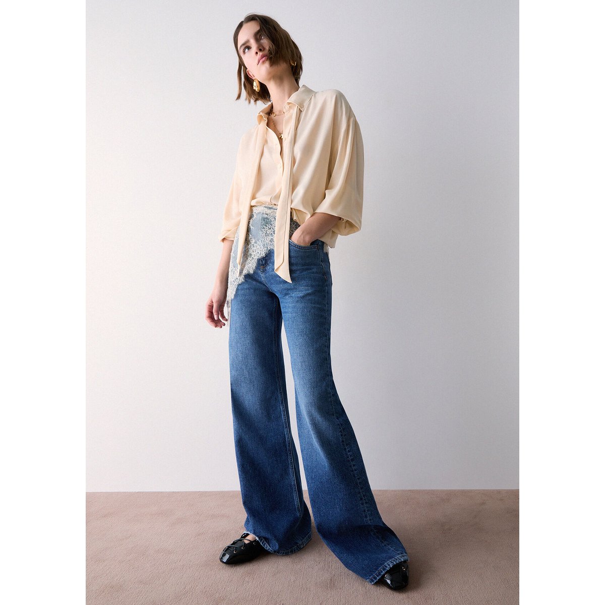 Jean évasé avec bandana denim bleu, LIU JO