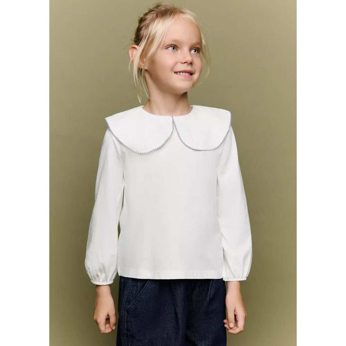 T-shirt col Claudine blanc cassé, MANGO BABY