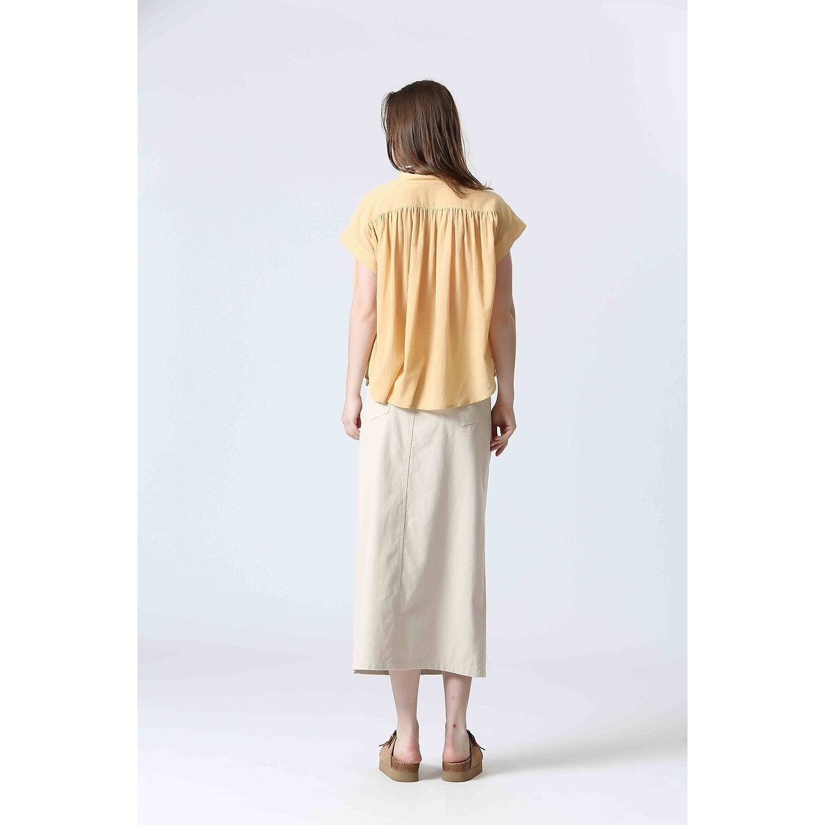 Front Slit Midaxi Skirt beige, SEE U SOON