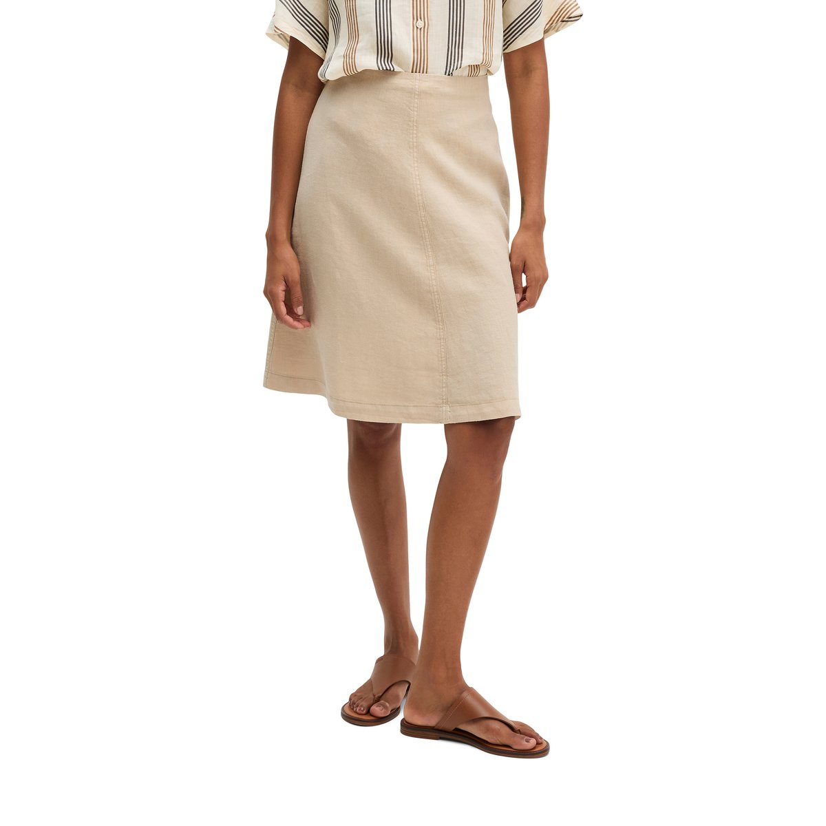 Jupe en lin A-Shape avec fermeture éclair sans couture beige, MARC O'POLO
