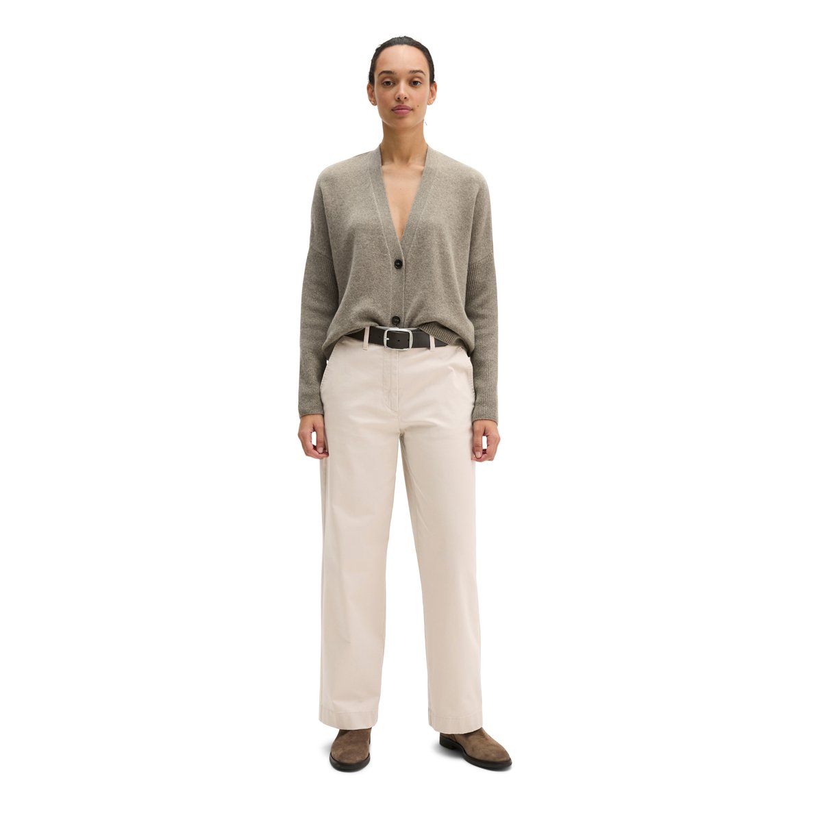 Cardigan oversize en laine d'agneau moelleuse beige, MARC O'POLO