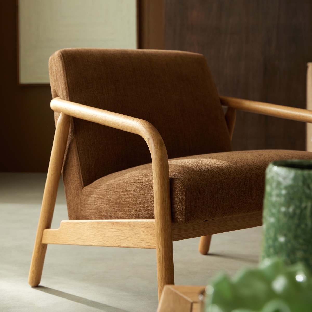 Fauteuil en Tissu massif, AXEL marron, TIKAMOON