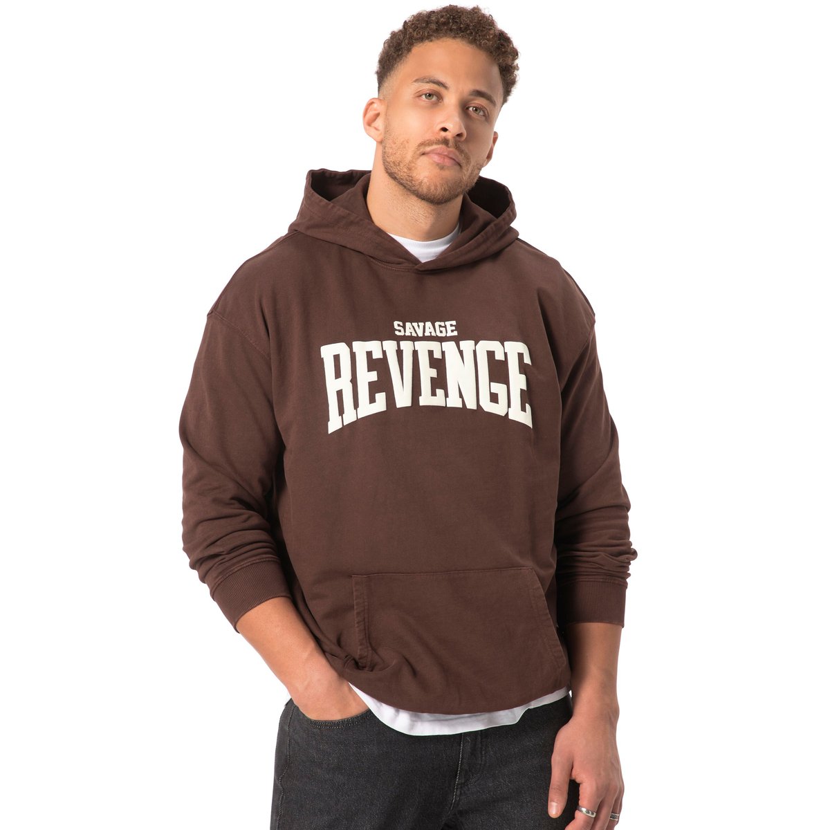 Sweat à capuche marron acajou, STHUGE