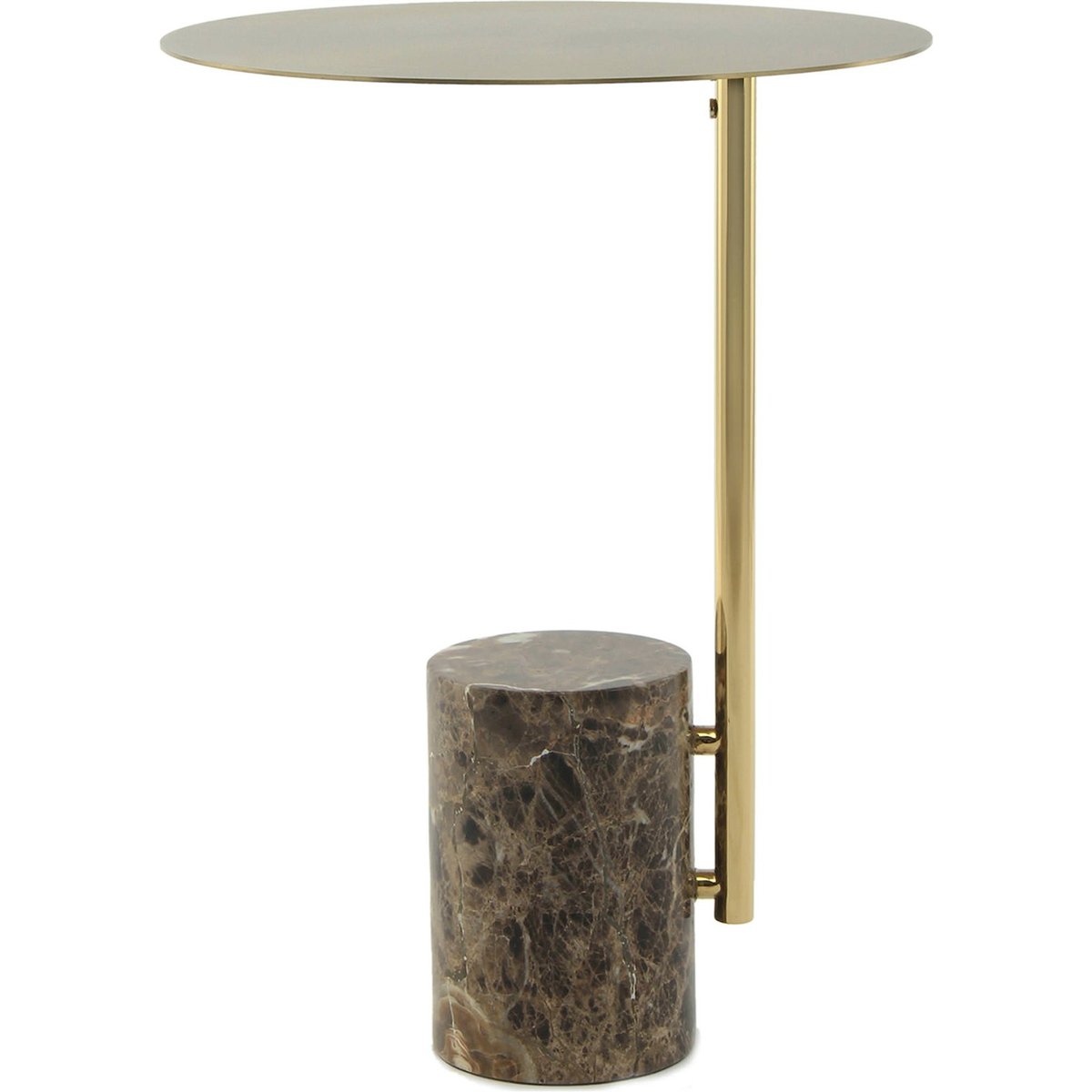 Table d'appoint ronde en marbre et verre marron marbre veiné blanc et or, ARTE ESPINA