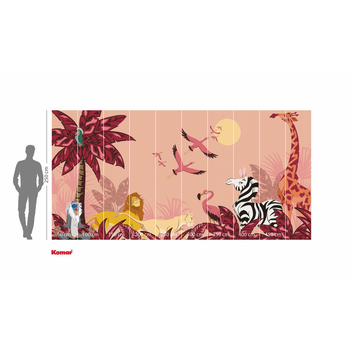 Papier peint Komar - Disney The Lion King Sunset - 500 x 250 cm rose, HEXOA