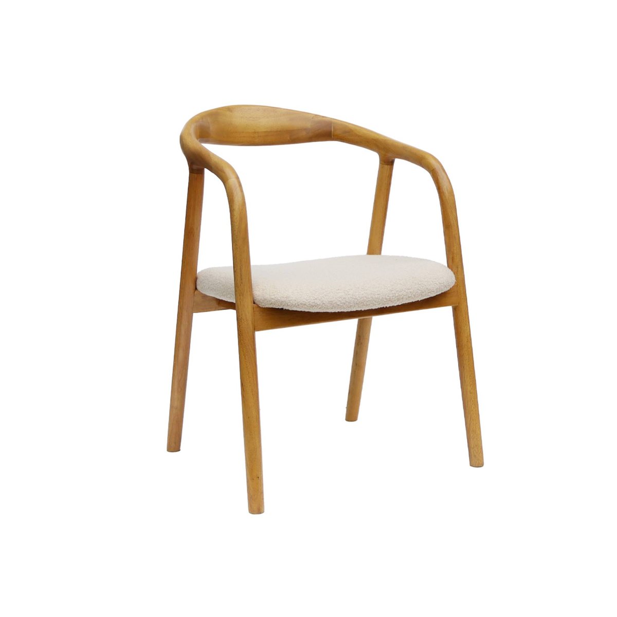 Fauteuil bois d'hévéa et bouclette (lot de 2) SARA naturel, SWEEEK