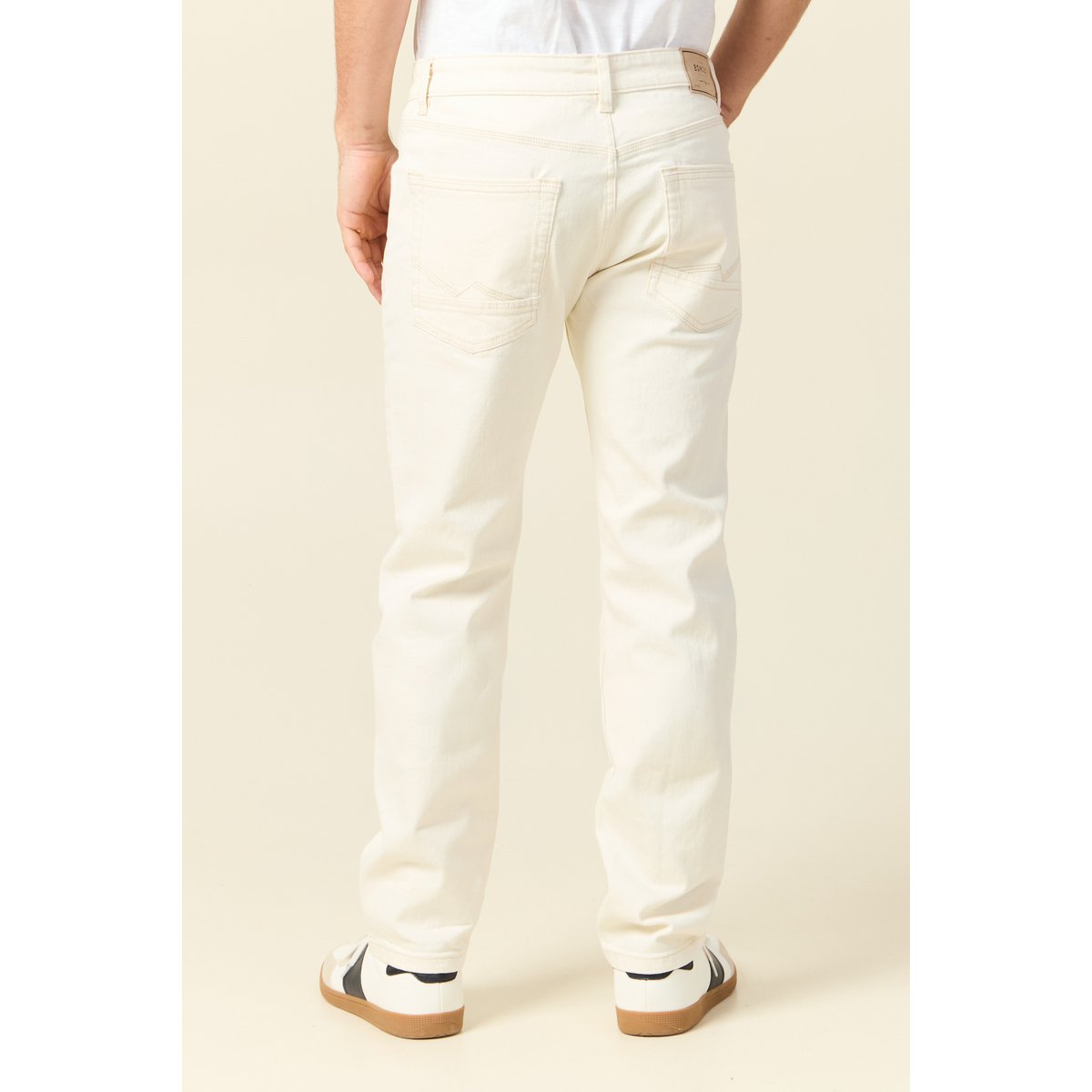Jeans straight 5 poches ecru, BONOBO