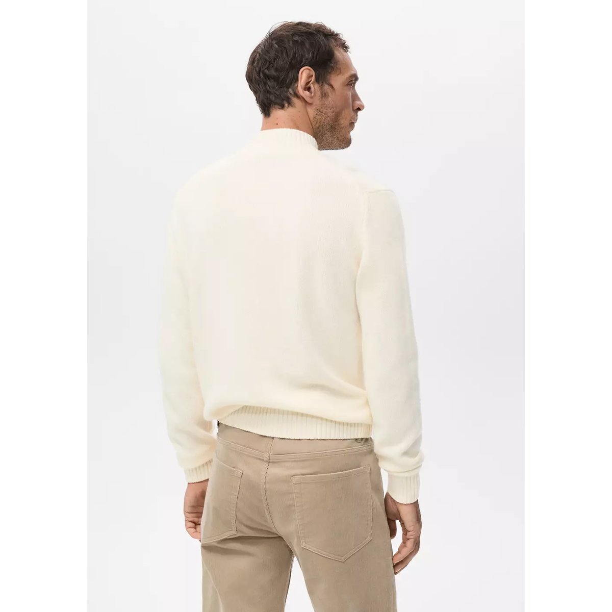 Pull en maille 100 % laine italienne écru, MANGO MAN