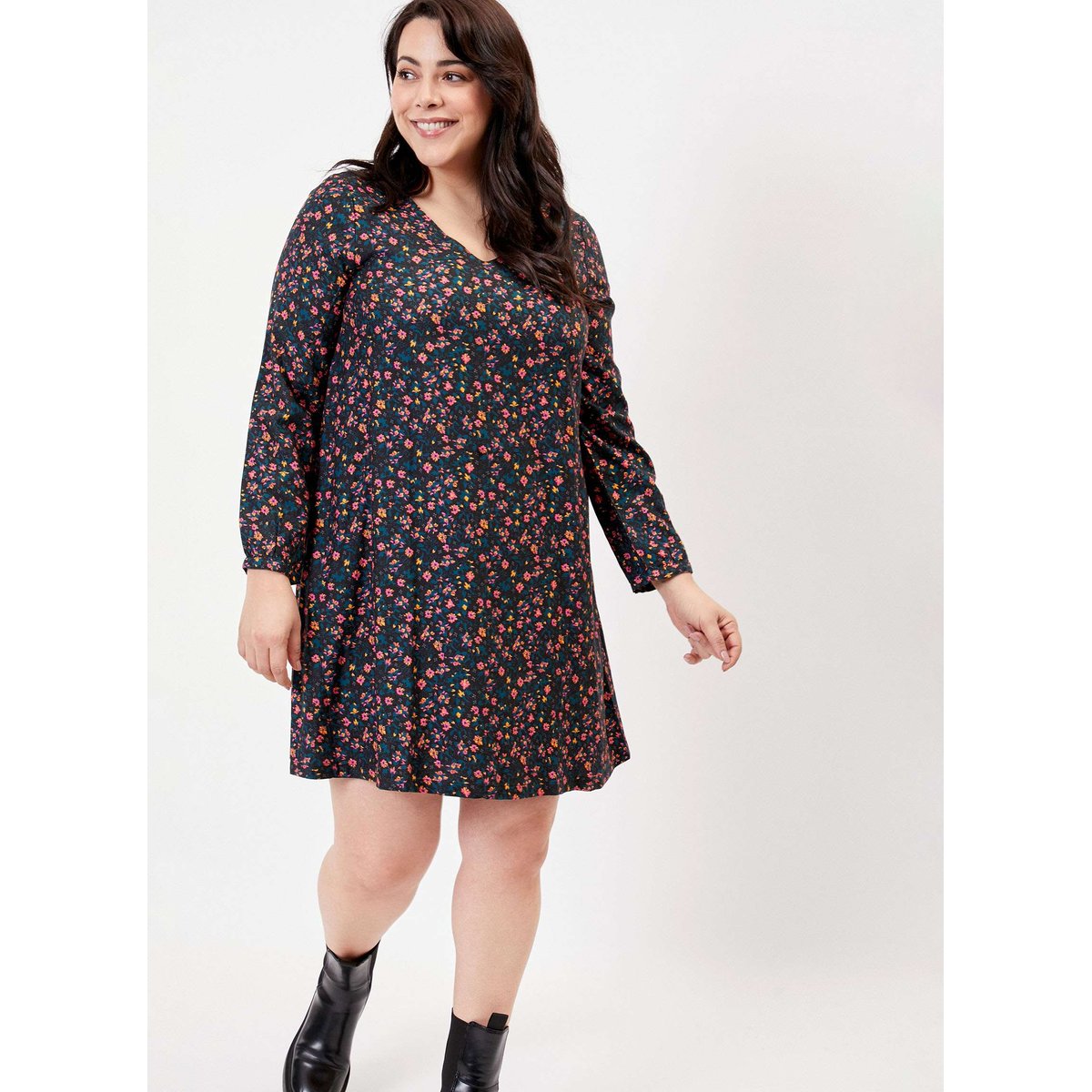Robe évasée imprimée NOEMIE noir hindi, LA FIANCÉE