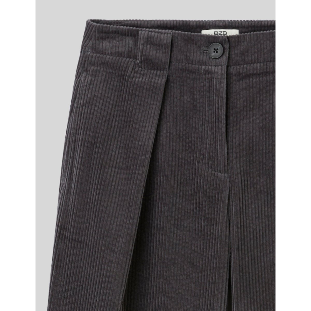 Pantalon large en velours gris foncé, BZB