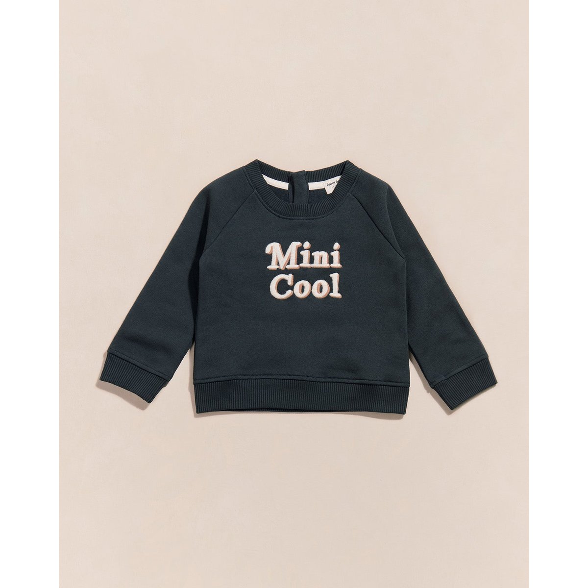 Sweat brodé en coton bio, COOL bleu - charbon, EMOI EMOI