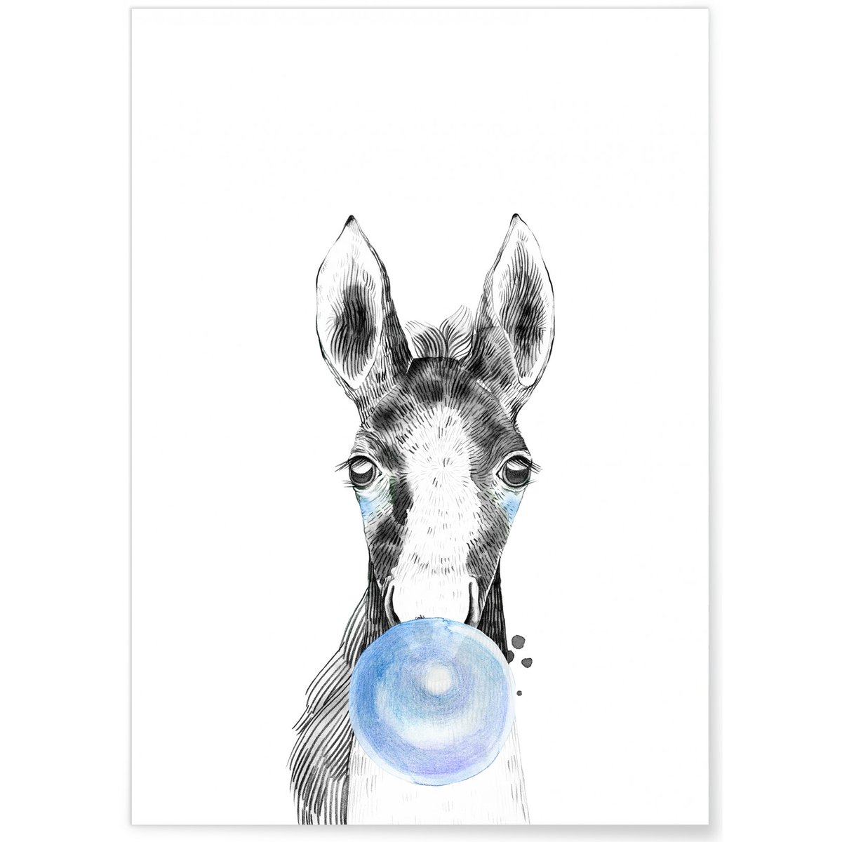 Poster Bulle de Cheval Bleue blanc, L'AFFICHERIE