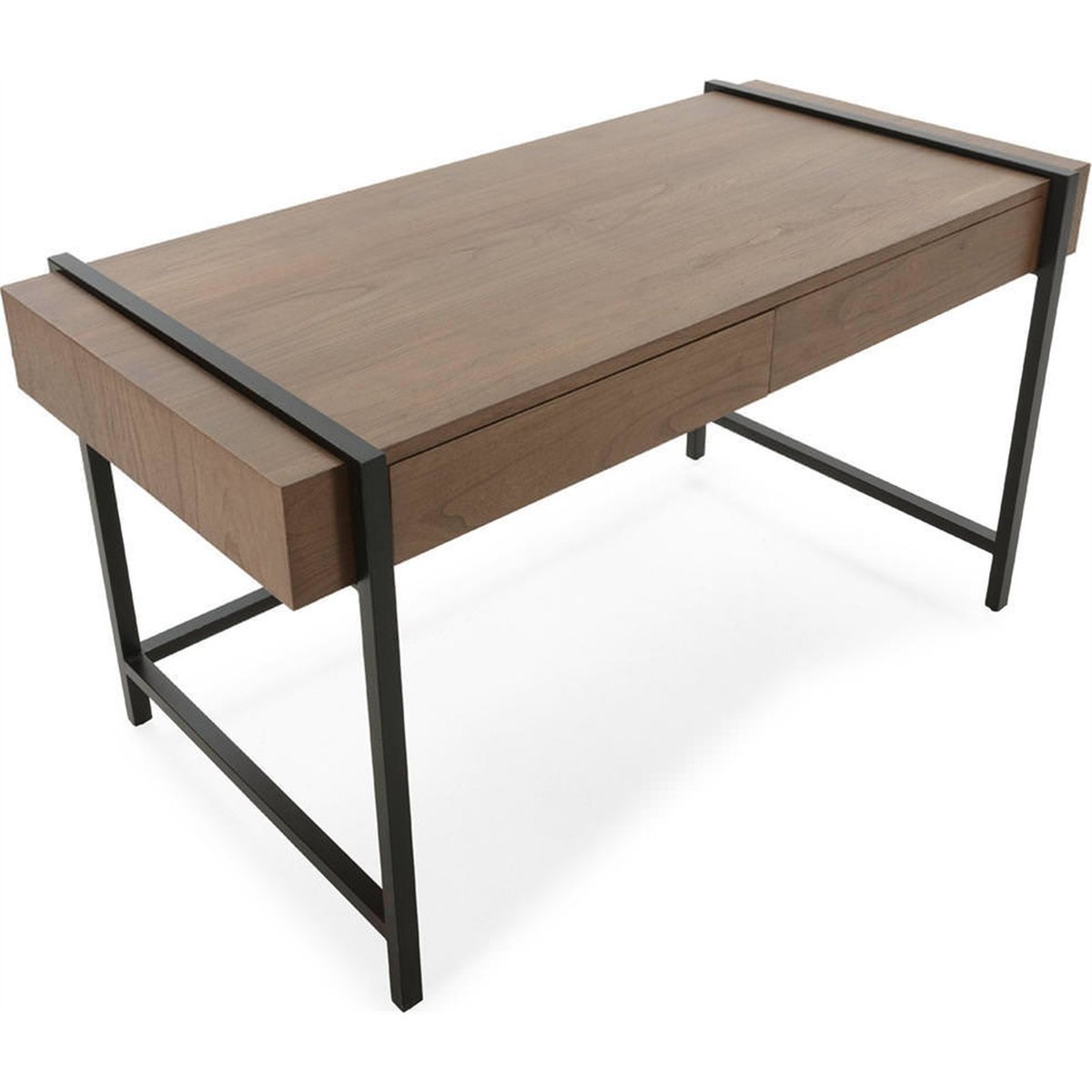 Bureau en bois d'orme et métal noir mat et noyer, RECOLLECTION